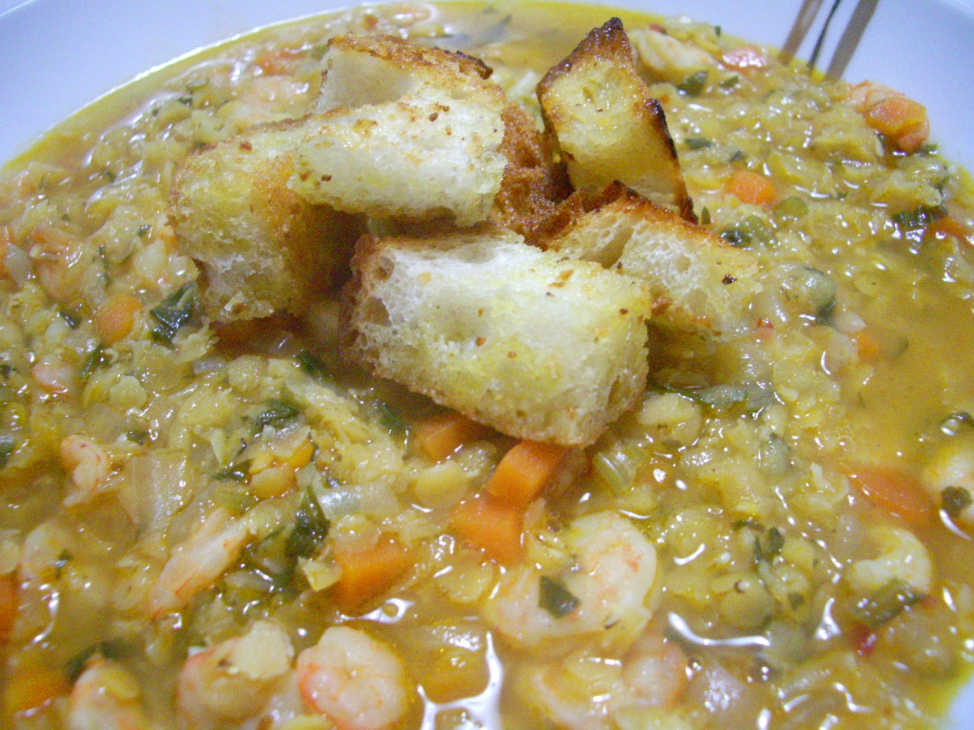 Zuppa di Lenticchie e Gamberi