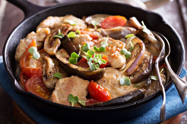 Pollo con melanzane