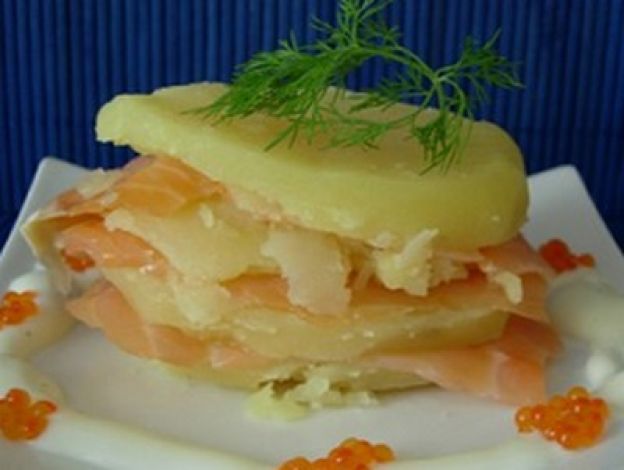 Millefoglie di patate con salmone