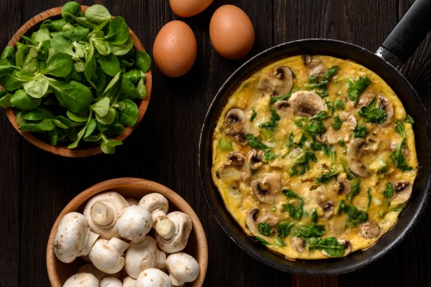 Frittata agli champignon e tritato di soia