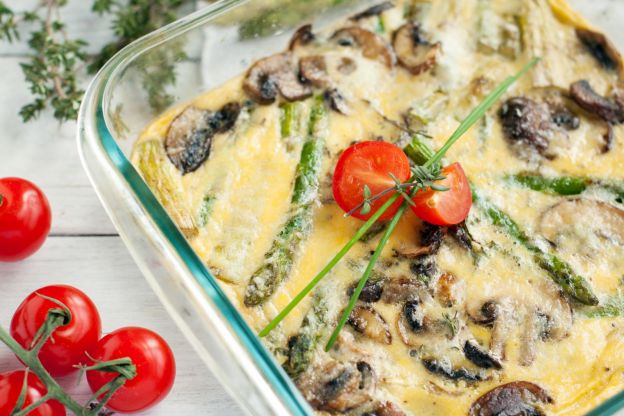 Frittata asparagi e funghi cotta al forno