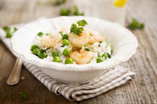 Risotto piselli e frutti di mare