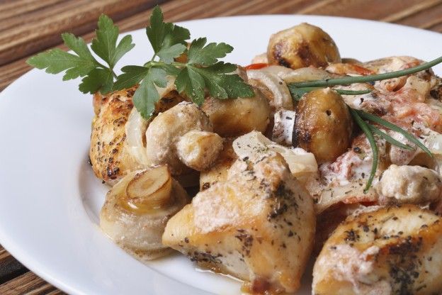 Petto di pollo spadellato con champignons