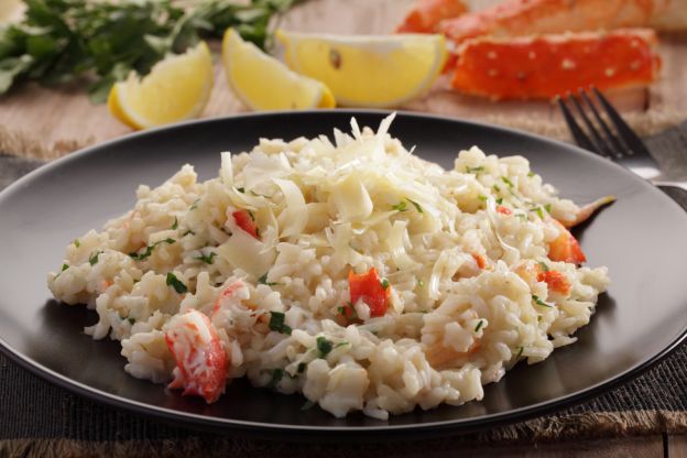 Risotto al granchio e salmone