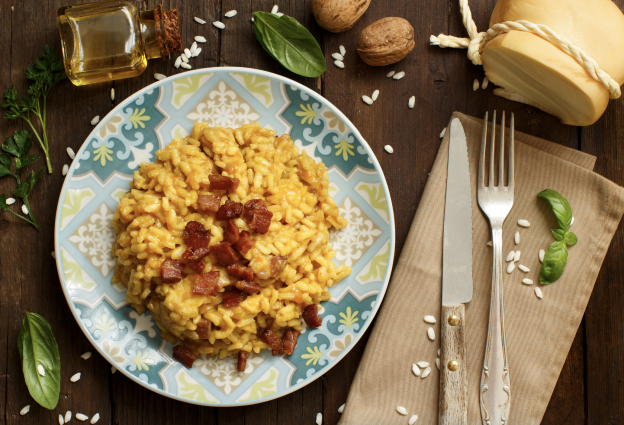 Risotto zafferano e pancetta croccante