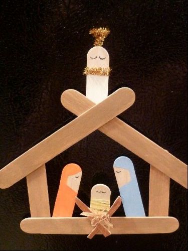 Presepe con bastoncini di gelato