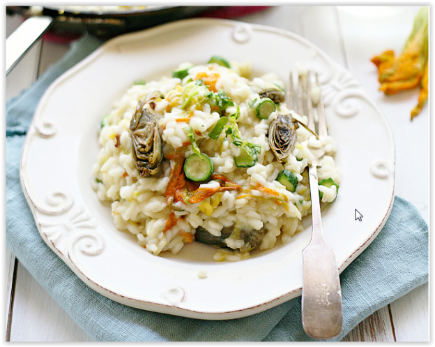 Risotto con carciofi e zucchine